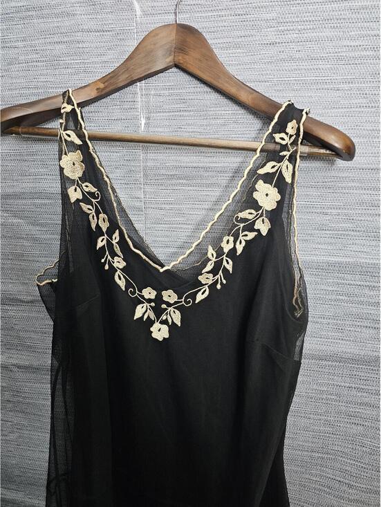 Newport News Dresses & Skirts - Newport News Dress Black Womens 12 Sheer Floral Embroidery